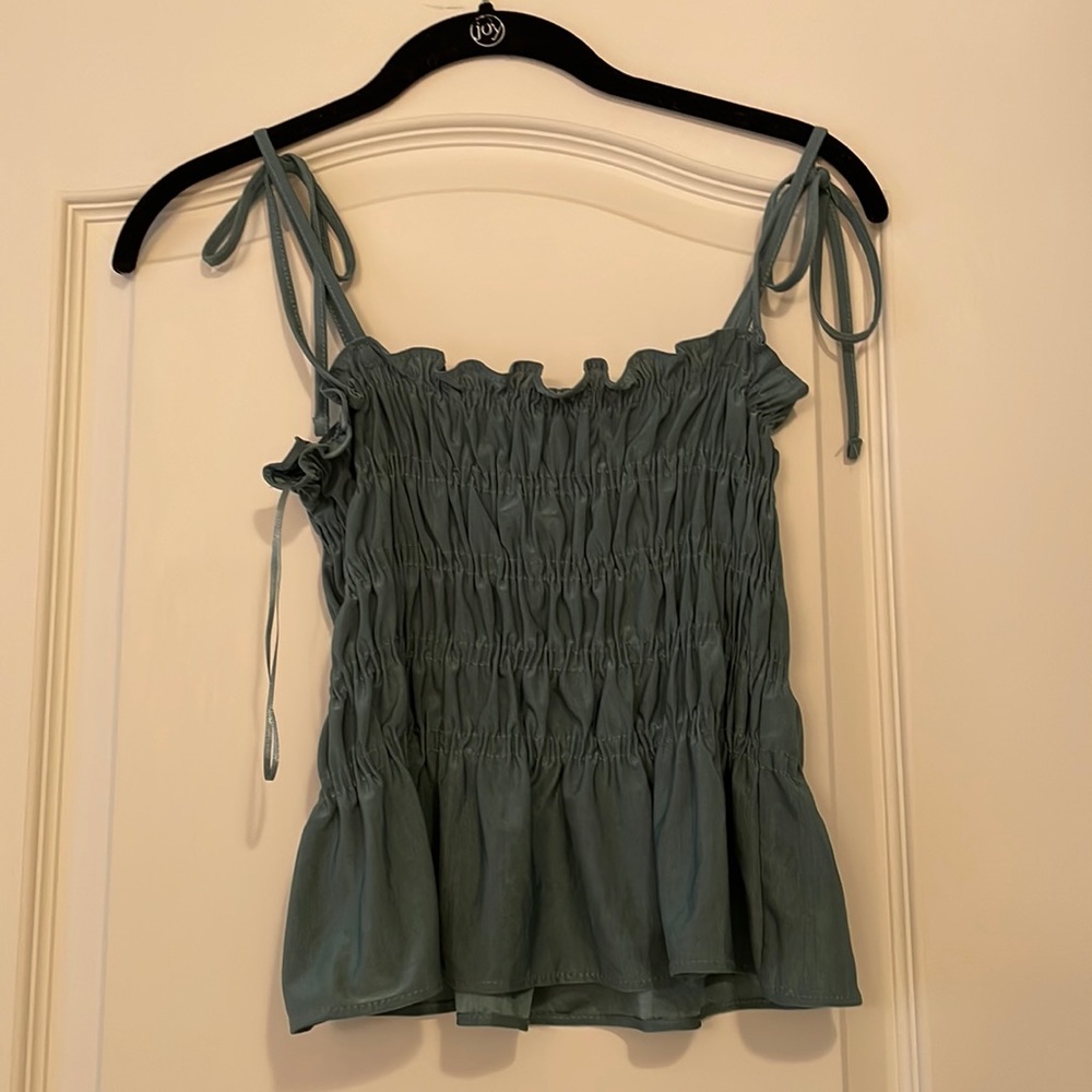 NWOT Zara Teal Ruffle Tank Size S